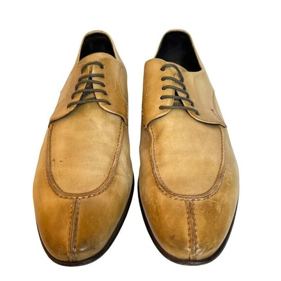 Giulio Moretti Tan Distressed Leather Oxford Shoes - Picture 2 of 9